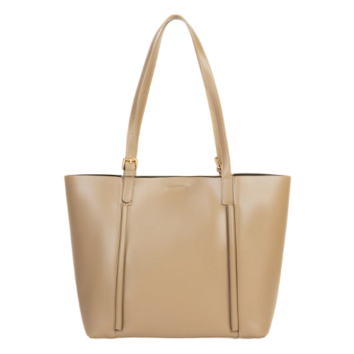 Beige Shoulder Bag with Adjustable Handles image 2