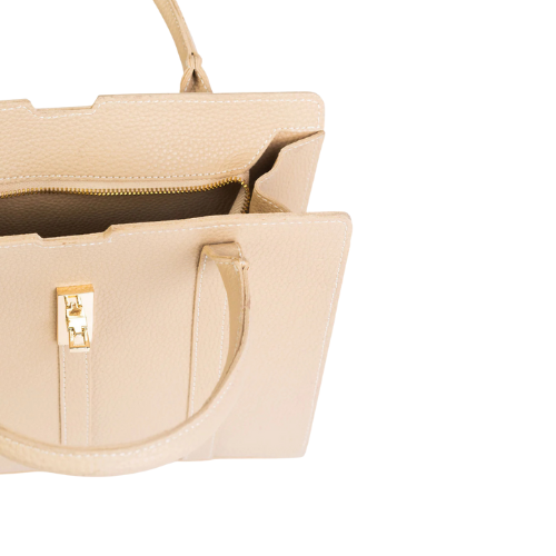 Beige Handbag With Zip Closure image 2