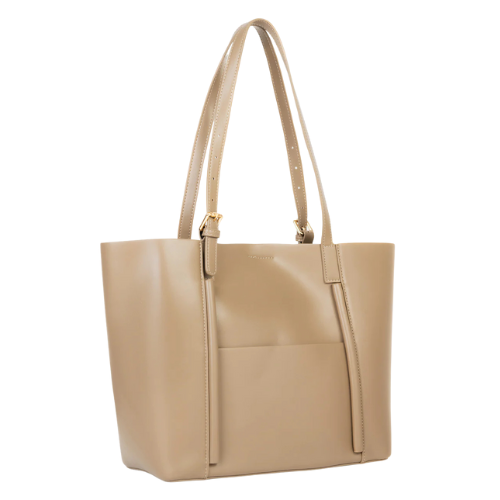Beige Shoulder Bag with Adjustable Handles image 1